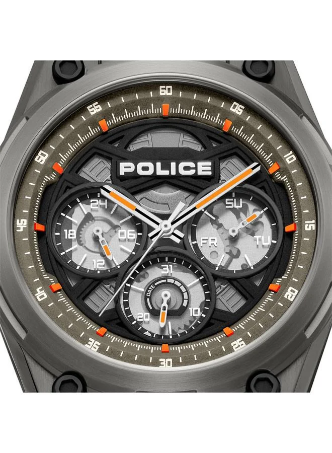 Police orange Men's Dominion Black Dial Silicone Strap Multifunction Watch for Men, 45mm for Men | Best Price UAE
